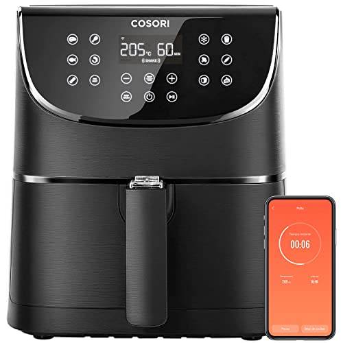 52% DESCUENTO COSORI Freidora de Aire Inteligente 5,5L con Wifi Air Fryer 1700W, Tecnología Rapid Air, 55% Menos Energía, 13 Modos, Uso Fácil, Panel Táctil, Hasta 205ºC y 60 Min, Acero Inox Interior, Libre de BPA
