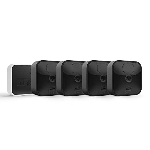 60% DESCUENTO Blink Outdoor | Cámara de vigilancia exterior HD inalámbrica y resistente a la intemperie, con 2 años de autonomía, detección de movimiento, compatible con Alexa| 4 cámaras