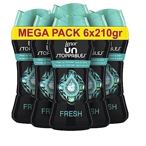 31% DESCUENTO LENOR, Unstoppable Perlas de Perfume para la Ropa, 93 Lavados, Perlas Suavizante Para Ropa, Potenciador de Frescor para el Lavado, Fragancia Fresca, 6 x 210 gr