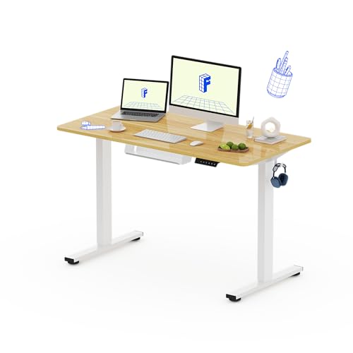 38% DESCUENTO FLEXISPOT Escritorio Elevable Escritorio de Elevable Eléctrico con Tablero Entero 120x60cm, Standing Desk Escritorio Regulable en Altura, Mesa de Elevable con Ganchos Estante y 4 Botones de Memoria