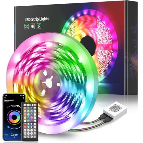 Mexllex Luces LED 20M, RGB Música Bluetooth Luces Led Habitacion, Control de APP y IR Remoto Control, Cortable, Strip Light para Decoración Navidad Casa Fiesta TV Cocina