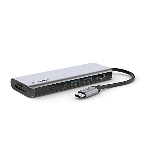 65% DESCUENTO Belkin Hub USB C multipuerto 7 en 1 (con HDMI 4K, USB C, 2 USB A, puerto de audio de 3.5 mm, ranura para SD 3.0 y micro SD 3.0, para MacBook Pro, MacBook Air, iPad Pro, XPS y otros)