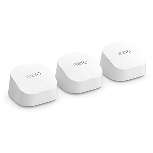 24% DESCUENTO Router wifi de malla eero 6+ de Amazon | Con Ethernet de 1 Gb/s, 420 m2 de cobertura y capacidad para conectar más de 75 dispositivos | pack de 3, modelo de 2022
