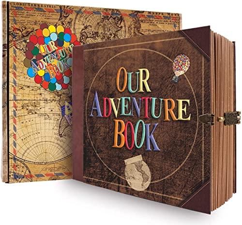 25% DESCUENTO Our Adventure Book 146 Páginas Album Fotos Para Pegar y Escribir,Estilo Retro Abum Fotos Scrapbook,álbum de Fotos de Viaje de Bricolaje/Diario de Parejas/Libro de Bodas de Aniversario,San Valentin