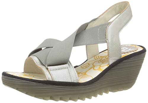 OFERTÓN SUPREMO 70% DESCUENTO Fly London Yait366fly, Sandalias con cuña Mujer, Silver, 40 EU