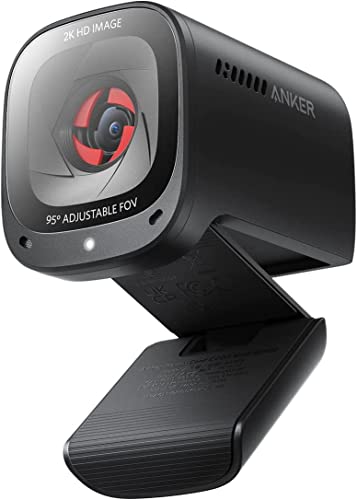 Anker PowerConf C200 2K USB Webcam, Webcam de portátil, cámara de PC, micros cancelación Ruido IA, micros estéreo, Campo de visión Ajustable, corrección Poca luz, Tapa incorporada para la privacidad