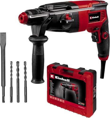 27% DESCUENTO Einhell Kit de taladro percutor TC RH 620 4F (620 W, impacto neumático, resistencia al impacto de 2,2 J, taladrado con percusión, cincelado con y sin fijación, SDS Plus, bloqueo de resistencia)