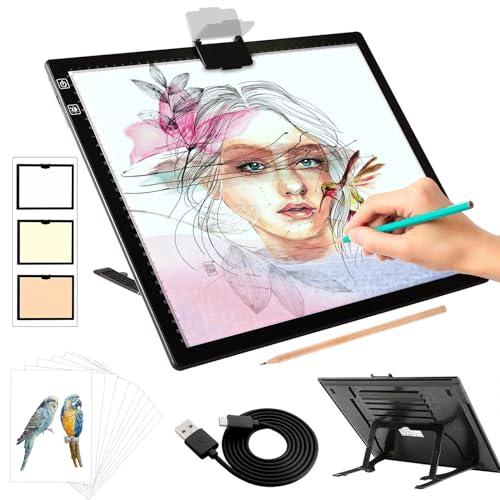 20% DESCUENTO elice Mesa de Luz A3 con soporte/Clip,Recargable Mesa de Luz Dibujo con 2500mAH Batería,Atenuación de seis niveles,adecuada para pintura de diamantes 5D,Artesanía,Bocetos,Animacion,Tatoo Dibuja