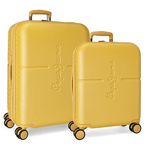 33% DESCUENTO Pepe Jeans Highlight Juego de maletas Amarillo 55/70 cms Rígida ABS Cierre TSA integrado 116L 7,54 kgs 4 Ruedas dobles Equipaje de Mano