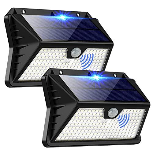 43% DESCUENTO OUILA Luz Solar Exterior, 185 LED 3 Modos Luces Solares con Sensor Jardin de Movimiento, Foco Solar Exterior IP65 Impermeable para Jardín, Garaje, Calle, Patio, Puertas(2 Paquete Blanco Frío)