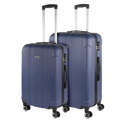 38% DESCUENTO ITACA Maletas de Viaje Rígidas ABS Maleta de Viaje Cabina, Maleta Mediana y Maleta Grande Asa Telescópica, 4 Ruedas Giratorias y Candado de Combinación, Azul Vaquero, M + 73 cm