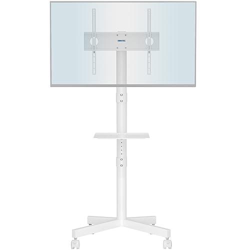 26% DESCUENTO BONTEC Soporte TV Ruedas para TV de 23 a 60 Pulgadas de Plasma/LCD/LED, Soporte TV Pie con Estante para Portátil, Soporte TV Móvil con Altura Ajustable de hasta 25 kg. Máx VESA 400 x 400 mm(Blanco)