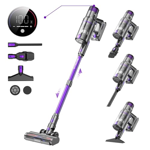 30% DESCUENTO Vistefly V15s MAX Aspiradora sin Cable, 580W 45Kpa Aspirador Escoba Potente 8 en 1 con Pantalla Táctil, Autonomía 70 Mins Modo Automático y Antienredos, para Suelo Alfombras Pelos Animales