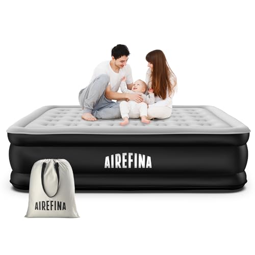 42% DESCUENTO Airefina Colchón Hinchable Matrimonio, con Bomba Integrada, Cama de Aire para Camping y Huéspedes, Cama de Aire Colchón Autohinchable, Duradera, Portátil e Impermeable, 152 x 203 x 46 cm