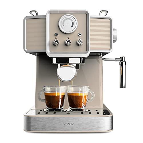 25% DESCUENTO Cecotec Cafetera Express Power Espresso 20 Tradizionale Light Beige. 1350 W, Espresso y Cappucicno, 20 Bares y Thermoblock, Vaporizador, Manómetro, Diseño Vintage, Capacidad 1,5 Litros