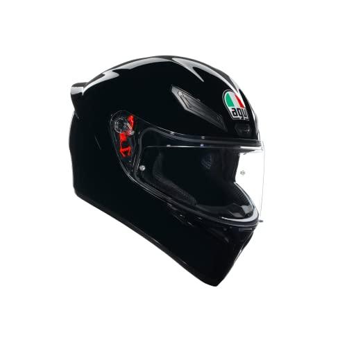 23% DESCUENTO AGV K1 S E2206, Casco Moto Integral Hombre ECE, con Aleron Aerodinámico, Ventilaciones y Visera Resistente a Arañazos, Campo de Visión de 190°, Intercomunicador Casco Moto, Negro