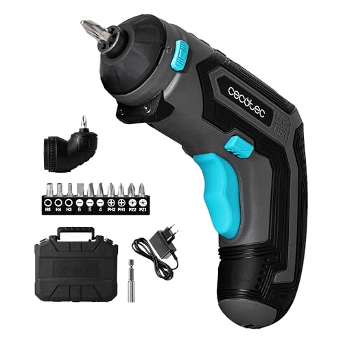 40% DESCUENTO Cecotec Atornillador Eléctrico a Batería con Accesorio Ángulo 90º PowerGyro 3500 Angle Set. Batería de 4 V y 1.500 mAh, Portabrocas para Puntas Hexagonales de 6,35mm, Incluye Maletín y Accesorios