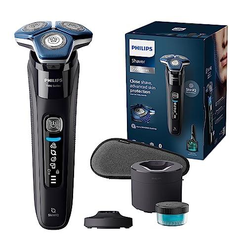 32% DESCUENTO Philips Serie 7000 Afeitadora Eléctrica Hombre, Máquina de Afeitar Barba con Recortadora, 45 cuchillas, 60min de uso, En Seco y Húmedo, Recargable, Centro de Limpieza, Base Carga, S7886/55, Negro