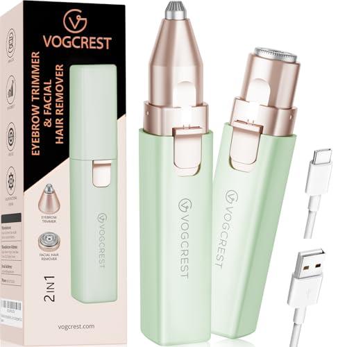 31% DESCUENTO Removedor de vello facial y cejas para mujeres: Afeitadora eléctrica 2 en 1 para el rostro y recortadora de cejas Removedor de vello facial y corporal recargable para mujeres con luz LED