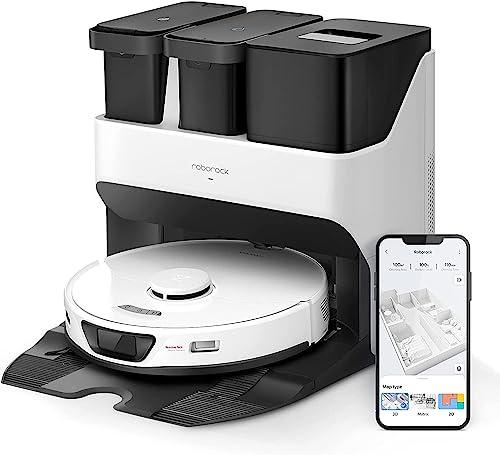 roborock S7 MAX Ultra Robot Aspirador con Evitación Activa Obstáculos 5500 Pa Robot Aspirador y Fregasuelos Vaciado Automático/Lavado Automático/Secado Automático/Relleno Automático