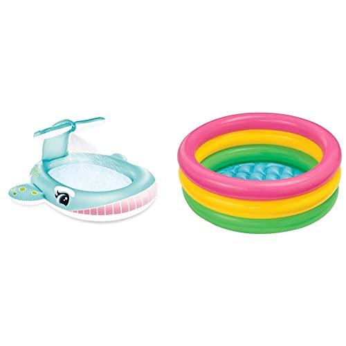 64% DESCUENTO Intex Whale Spray Pool, Multi Colour & Piscina 3 Aros bebé Sunset 86x25cm   68l