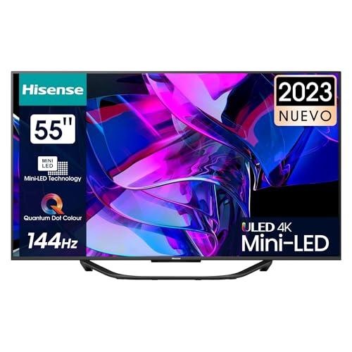 Hisense TV 55U7KQ Mini LED Smart TV de 55 Pulgadas Televisor, Quantum Dot Colour, Modo Juego de 144Hz, Full Array Local Dimming, Dolby Vision IQ & Dolby Atmos, VIDAA 7 OS (2023)