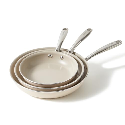33% DESCUENTO Redchef Juego De 3 Sartenes Ceramica Antiadherentes Para Inducción, 20/24/28 cm Para Todo Tipo De Cocinas, Sin Ptfe, Sin Pfas, Sin Pfoa, Aptas Para Inducción, Horno, Lavavajillas (Beige)