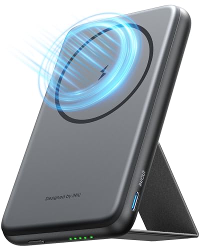 INIU para Magsafe Power Bank, 5500mAh 20W Magnético Bateria Externa Carga Rápida, Wireless Cargador Portátil Powerbank con Soporte para Teléfono para iPhone 12 13 14 15 16 Pro MAX Mini