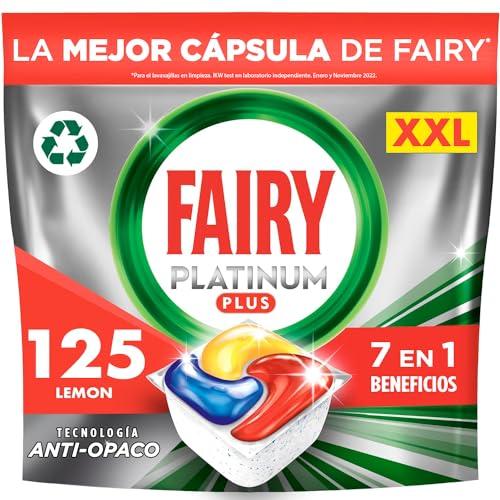 41% DESCUENTO Fairy Platinum Plus Limón Cápsulas De Lavavajillas Todo En Uno, 125 Cápsulas, Nuestra Mejor Limpieza Que Deja Los Platos Como Nuevos, Elimina La Falta De Brillo Y Evita La Cal
