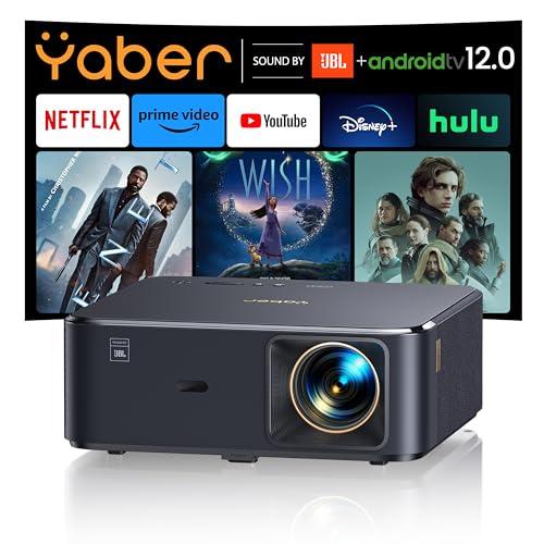22% DESCUENTO Proyector 4K【Sound by JBL/Google TV/Dolby Audio】 1000ANSI YABER K2s WiFi6 Bluetooth Proyector Full HD 1080P Nativo, Auto Focus/Keystone, Smart Proyector Exterior Cine en Casa con Netflix 7000+ Apps