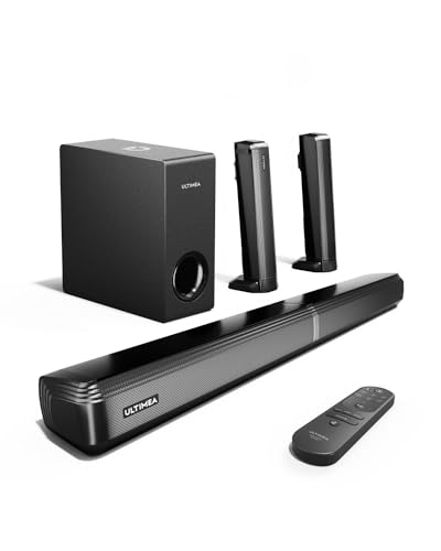 27% DESCUENTO ULTIMEA 4.1ch Barras de Sonido para TV con Subwoofer, 2 en 1 Barra de Sonido Desmontable para TV, Bluetooth 5.3 Barra de Sonido, 3 Modos de Ecualización TV Altavoces, Graves Ajustables, Apollo S50