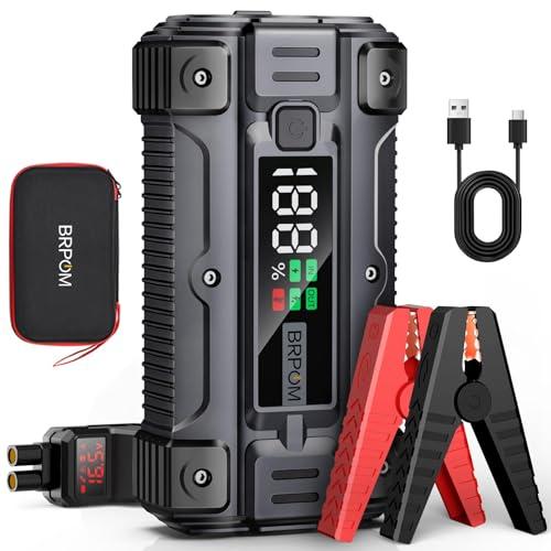 27% DESCUENTO BRPOM Arrancador de Baterias de Coche 6000A, 26800mAh Arrancador de Coches Portátil (para Todo Gasolina o 8.5L de Diésel), 12V Arrancador de Baterias, Car Jump Starter con Pantalla Grande, QC 3.0