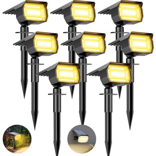 25% DESCUENTO btfarm Luces Solares LED Exterior Jardin [8 Paquete/72LED], Focos LED Exterior Solares Potente Impermeable IP65 Lampara Luz Solar Exterior Iluminacion para Suelo Exteriores, Blanco Calida