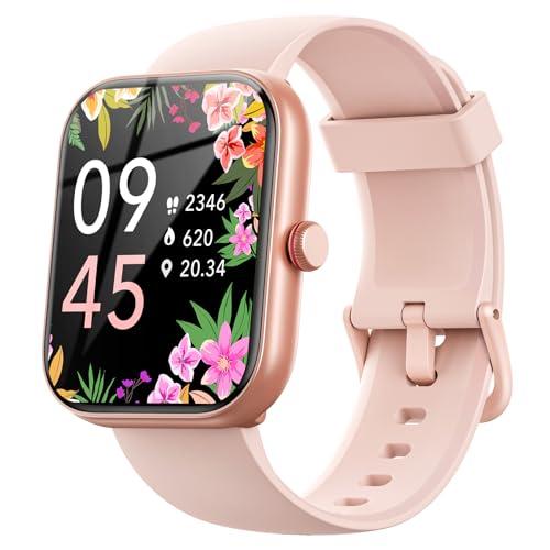 25% DESCUENTO Reloj Inteligente Mujer con Llamadas y Voz de Alexa, Smartwatch Hombre IP68 Reloj Deportivo con 100+ Modos Deportivos, Pulsera Actividad Pulsómetro/Monitor de Sueño/Podómetro para Android iOS Rosado