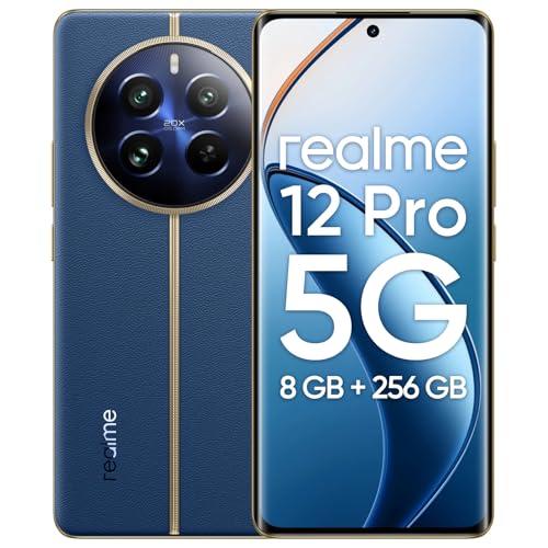 49% DESCUENTO realme Teléfono Móvil 12 Pro 5G 8 + 256GB, Cámara para retratos con teleobjetivo, Sony IMX882 con OIS, Pantalla de visión curva de 120Hz, Procesador Snapdragon 6 de 1ª generación 5G, Submarine Blue