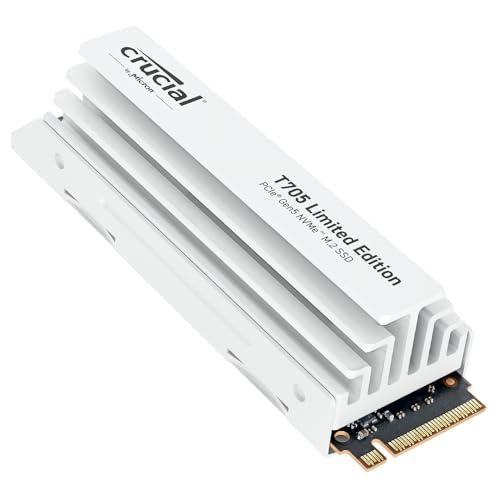 53% DESCUENTO Crucial T705 SSD 2TB PCIe Gen5 NVMe M.2 Edición Limitada SSD Interna Gaming con Disipador Premium Blanco, Hasta 14.500MB/s, Microsoft DirectStorage, Compatibilidad PCIe 4.0 CT2000T705SSD5A