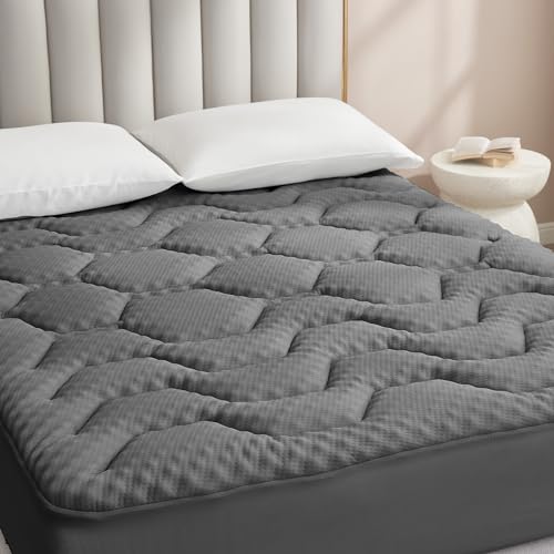 27% DESCUENTO EHEYCIGA Topper para Colchón Viscoelastica 150×200, Sobrecolchon Memory Foam Mattress Topper, Transpirable sobre Colchon con Extra Profundo, Gris Oscuro