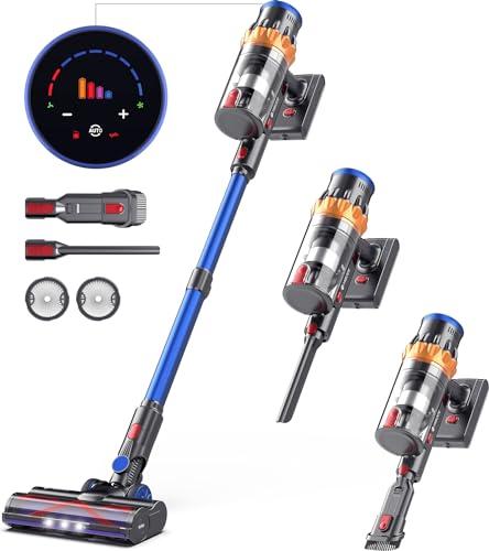 MIBODE Aspiradora sin Cable, 45kPa/550W/70Mins Escoba Aspiradora sin Cable con Pantalla Táctil, Aspiradora con Modo Automático y Cepillo Antienredos para Suelo/Alfombra/Pelos de Animales