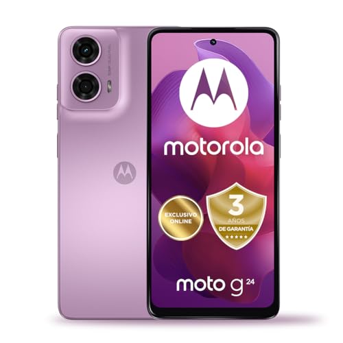 33% DESCUENTO Motorola Moto G24,8GB (4+4GB RAM Boost)/128GB,España,Pantalla HD+6,56″,DualCámara(50 MP+2MP),Dolby Atmos,Android 4,5000 mAh con Carga TurboPower 15W (Incluido),Dual SIM,Incluye Funda,Rosa