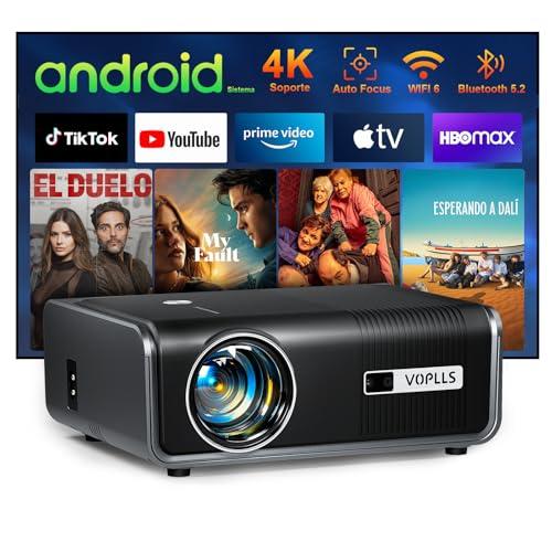 32% DESCUENTO Smart Proyector con Built in Apps & Auto Focus/Keystone, 23000 Lumen Proyector WiFi Bluetooth Full HD 1080P, VOPLLS Proyector Cine en Casa con Zoom del 50% para iOS/Android/PPT