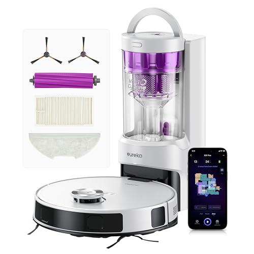 26% DESCUENTO Eureka E20 Plus robot aspirador autovaciado, 8000 Pa, Vaciado Automático de Polvo,180 Min de Duración de Batería,DuoDetect AI 3D Evitación de Obstáculos,para Alfombras y Pelo de Mascota, blanco