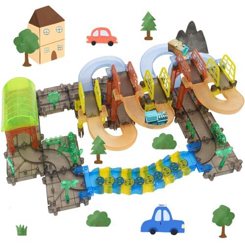 50% DESCUENTO LZDMY Tren Electrico Juguete Niño Ferrocarril Eléctrico a Partir de 3 Años, 76 Piezas Pista de Coches Juego de Trenes con Raíles para Niño Niña Pascua Navidad Año Nuevo Cumpleaños Regalo Tranvía