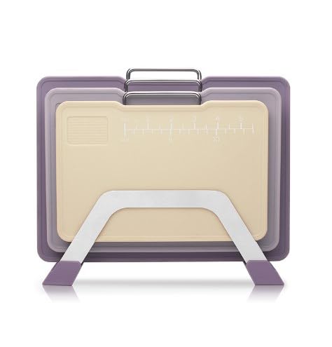 Focenat 3 Piezas Tabla Cortar Cocina, Tabla de Cortar Plastico sin BPA, Tabla de Cocina para Cortar con Soporte, Tablas para Corte, Tabla de Cortar Profesional para Pescado/Verduras/Frutas/Carne