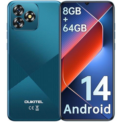20% DESCUENTO OUKITEL C53 Telefonos Moviles Libres 8GB(4+4) RAM+64GB ROM/TF 1TB Smartphone, 6.6“ Pantalla HD+ Teléfonos Móviles, Android 14, Batería 4300mAh, Cámara 13MP+5MP, 4G Dual SIM/OTG/GPS Azul