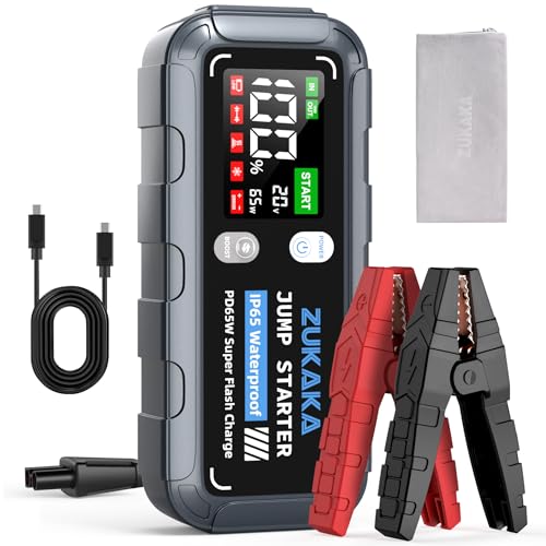 45% DESCUENTO ZUKAKA 6000A Arrancador de Coches, 26800mAh Arrancador de Baterias 12V(Todos Gas&12L Diesel), Jump Starter Portátil, Carga Rápida, IP 65, Cable Inteligente Mejorado, Pantalla Extragrande