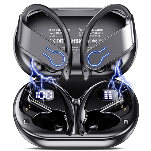 20% DESCUENTO Mosyxe Auriculares inalambricos Deportivos, 2024 Auriculares Bluetooth 5.3 con HiFi Estéreo, HD Micrófono, 120H Cascos Inalambricos con Pantalla LED, IPX7 Impermeable Auriculares para Sport/Running