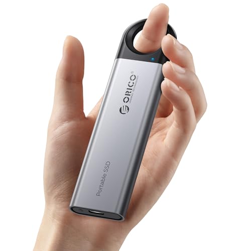 ORICO SSD Externo 512GB hasta 1050 MB/s, Disco Duro Externo SSD con Orificio para Colgar y Cable USB C y A 2 en 1, SSD Portatil USB3.2 Gen2 Compatible con iPhone 15 Series/Mac/PS5/Xbox C10