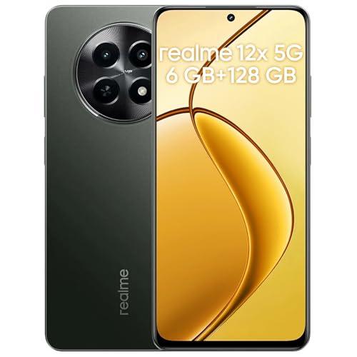 realme Smartphone 12x 5G 6+128 GB, Smartphone de 6,72 Pulgadas, Cámara AI de 50 MP, Dual Standby 5G, Pantalla de 120 Hz, Batería de 5.000 mAh, Carga SUPERVOOC de 45W, Negro (sin Adaptador)
