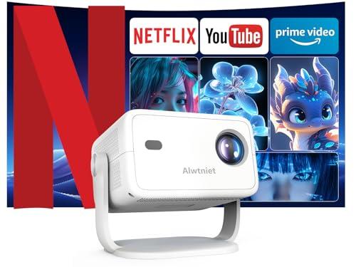 Proyector 4K Netflix Oficial, L018 NTV Videoproyector 400ANSI con WiFi y Bluetooth Proyector 1080P Nativo, Enfoque Automático Mini Proyector Portátil de Cine en casa para, con Control Remoto por Voz