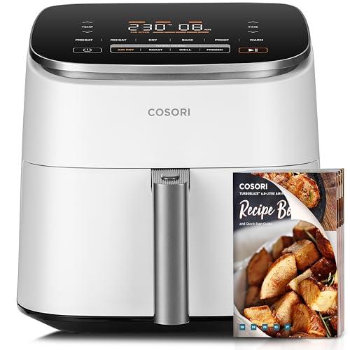 31% DESCUENTO COSORI Freidora de Aire Turbo Blaze™ 6L, Air Fryer 46% Más Rápida con Motor DC, Freidora sin Aceite 9 en 1, con 117 Recetas de Chef, Apta para Lavavajillas, Freír, Hornear, Asar, Deshidratar, Blanca